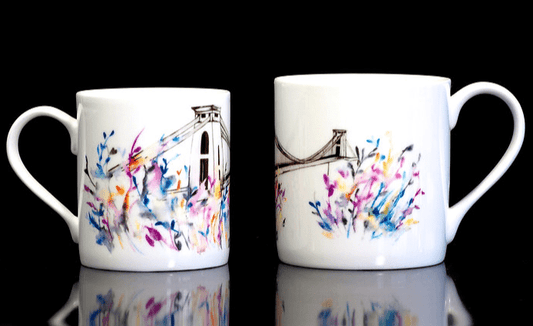 Mug Mug - Bristol Tropical Bridge - Pink Bone China Mug of Bristol Illustrations (various designs) homeware shops bristol gift shops bristol Carla James