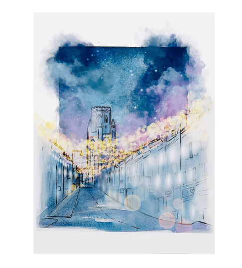 Print A4 Giclee Print of of Park Street at Christmas homeware shops bristol gift shops bristol Carla James