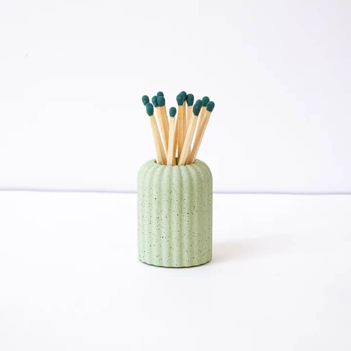 Matches Light Green Ribbed Matchstick Holder homeware shops bristol gift shops bristol Desire North Design