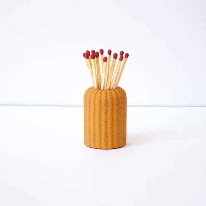 Matches Ochre Ribbed Matchstick Holder homeware shops bristol gift shops bristol Desire North Design