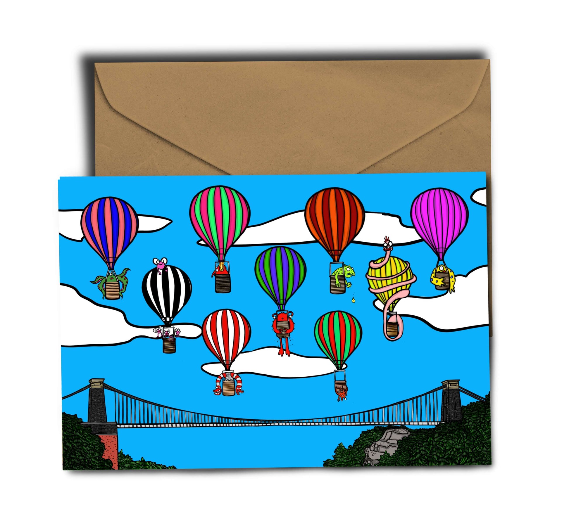 Greetings Card A6 Greeting Card Monster Bristol Balloon Greetings Card homeware shops bristol gift shops bristol Dixon Does Doodles