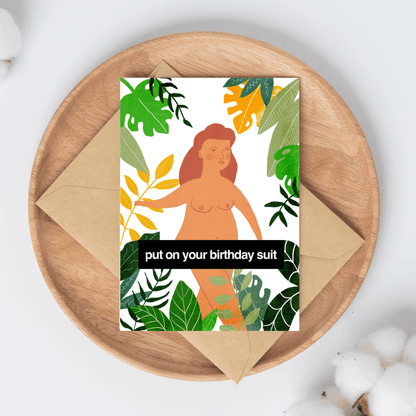 Greetings Card Birthday Suit Greetings Card homeware shops bristol gift shops bristol Do It Later Illustration
