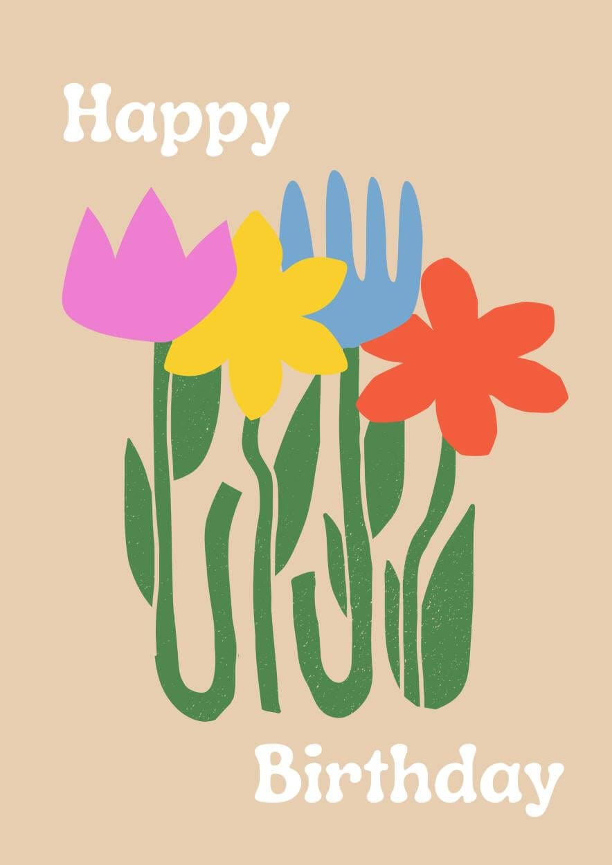 Greetings Card Matisse Flowers Happy Birthday - Greetings Card homeware shops bristol gift shops bristol Do It Later Illustration