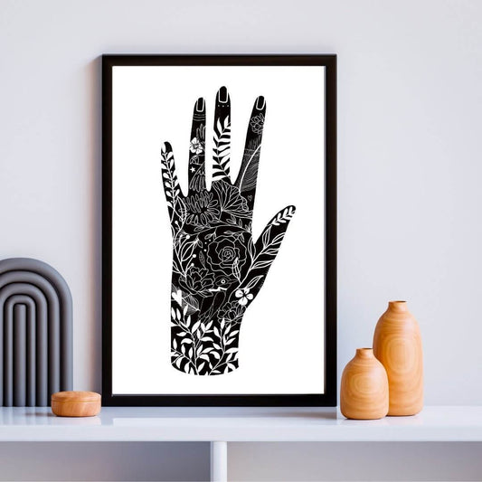 Monochrome Print Monochrome Floral Hand Print (various sizes) homeware shops bristol gift shops bristol Do It Later Illustration