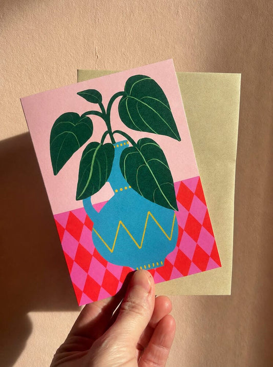 Plant Greeting Card Blue vase card homeware shops bristol gift shops bristol Do It Later Illustration