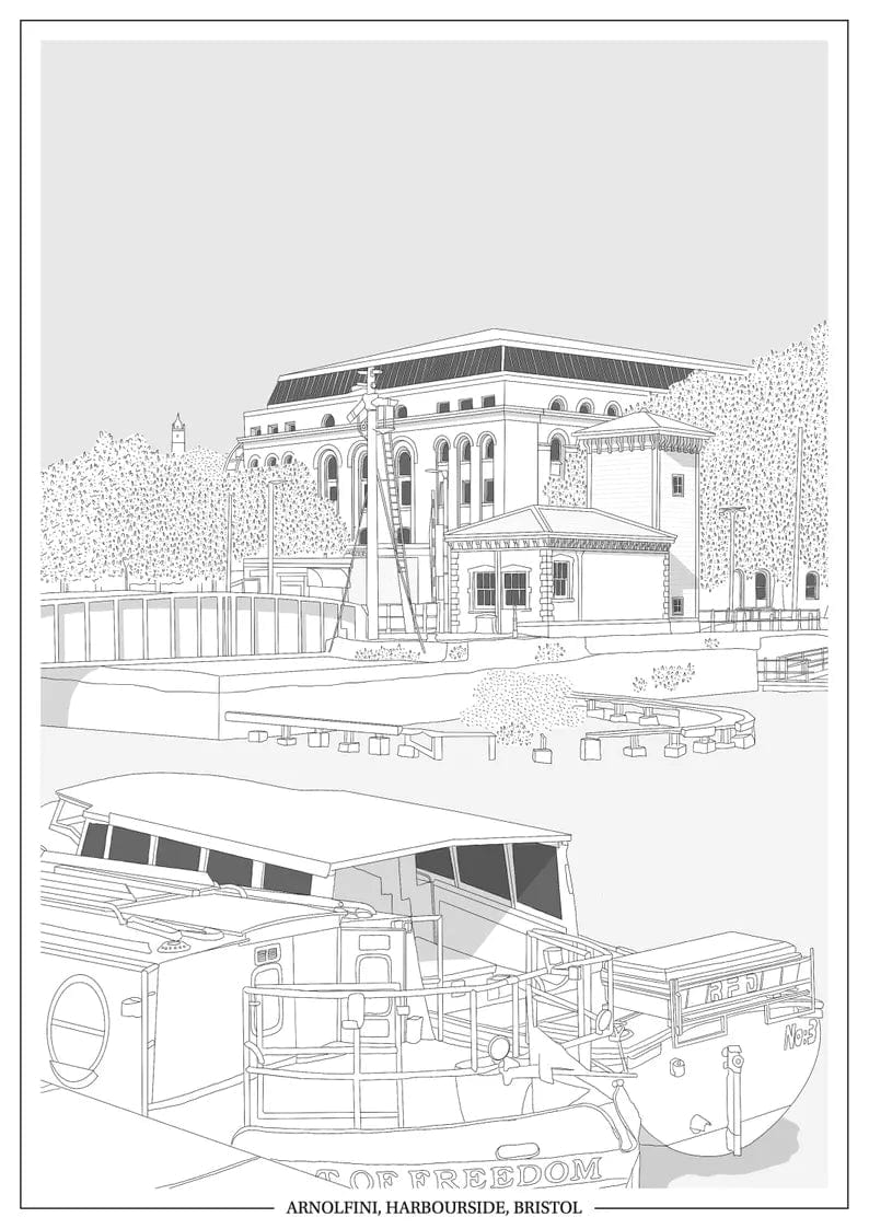 Print Black Arnolfini, Harbourside Print - A4 (various colours) homeware shops bristol gift shops bristol Ellie Rowe Design