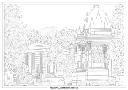 Print Black Arnos Vale Cemetery Print - A4 (various colours) homeware shops bristol gift shops bristol Ellie Rowe Design