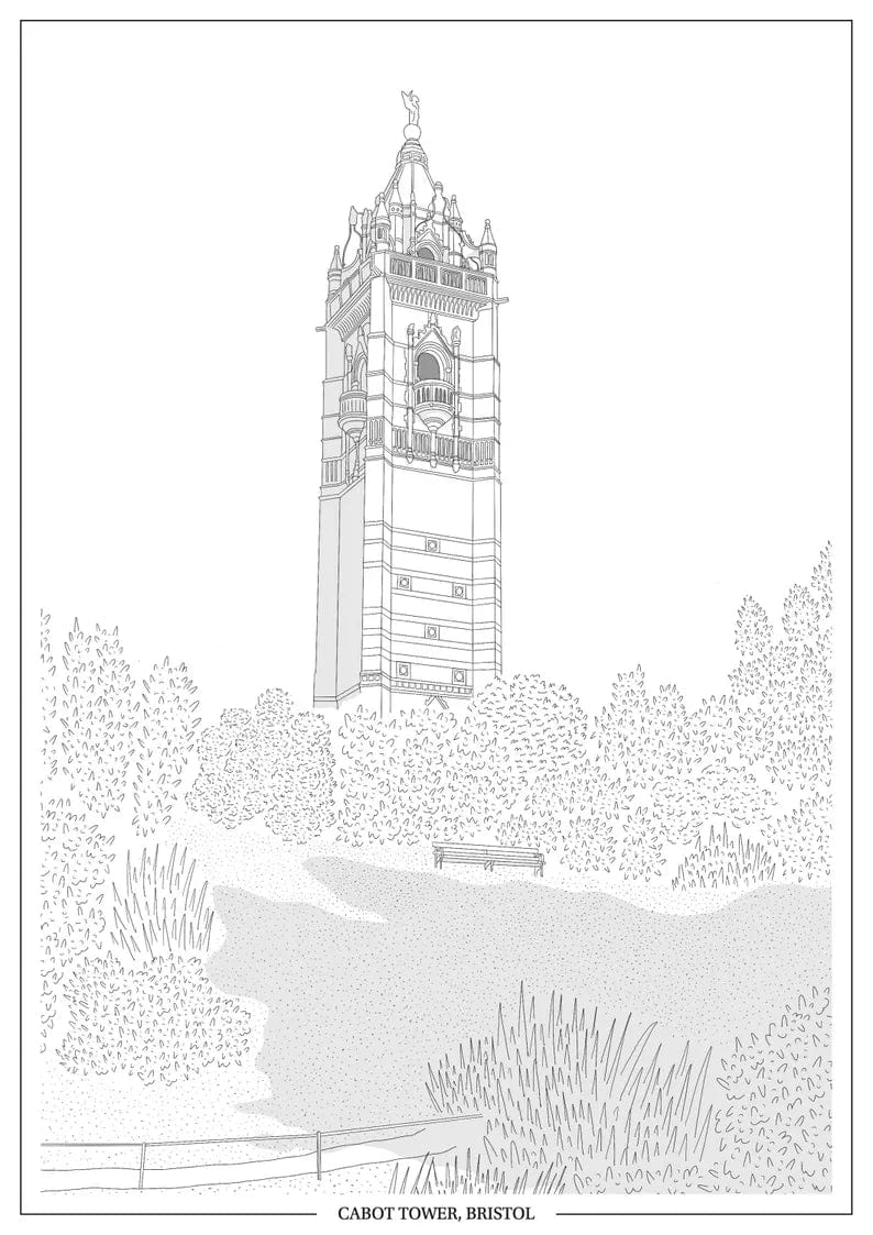 Print Black Cabot Tower Print - A4 (various colours) homeware shops bristol gift shops bristol Ellie Rowe Design
