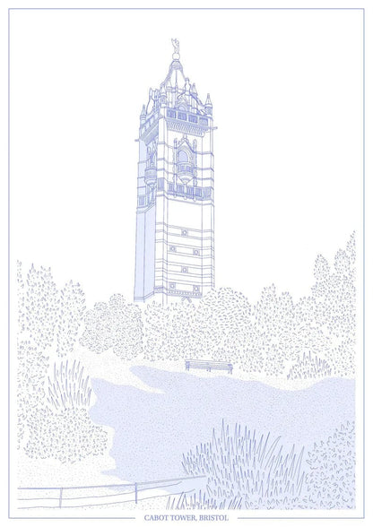 Print Blue Cabot Tower Print - A4 (various colours) homeware shops bristol gift shops bristol Ellie Rowe Design