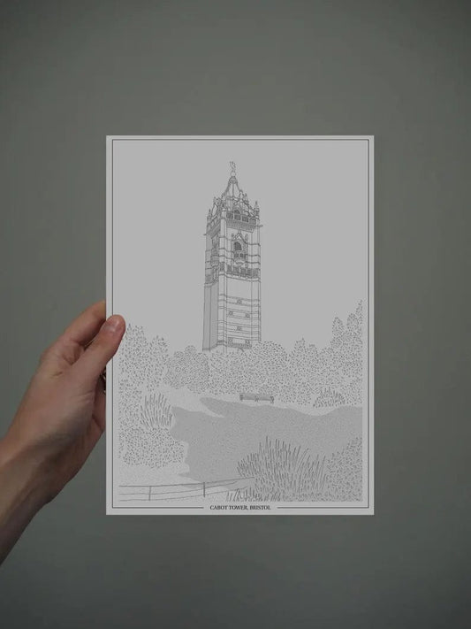 Print Cabot Tower Print - A4 (various colours) homeware shops bristol gift shops bristol Ellie Rowe Design