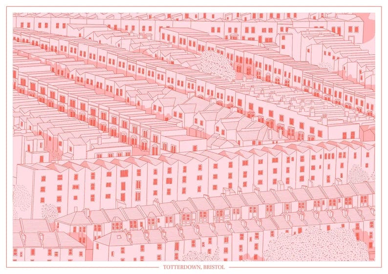 Print Pink Holy Nativity, Totterdown Print - A4 (various colours) homeware shops bristol gift shops bristol Ellie Rowe Design
