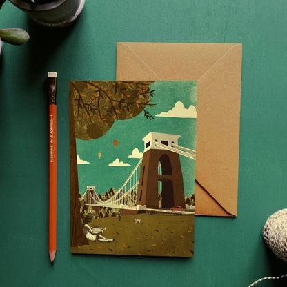 Greetings Card Clifton Suspension Bridge View Greeting Card Bristol Scenes Greetings Card (various designs) homeware shops bristol gift shops bristol Emy Lou Holmes