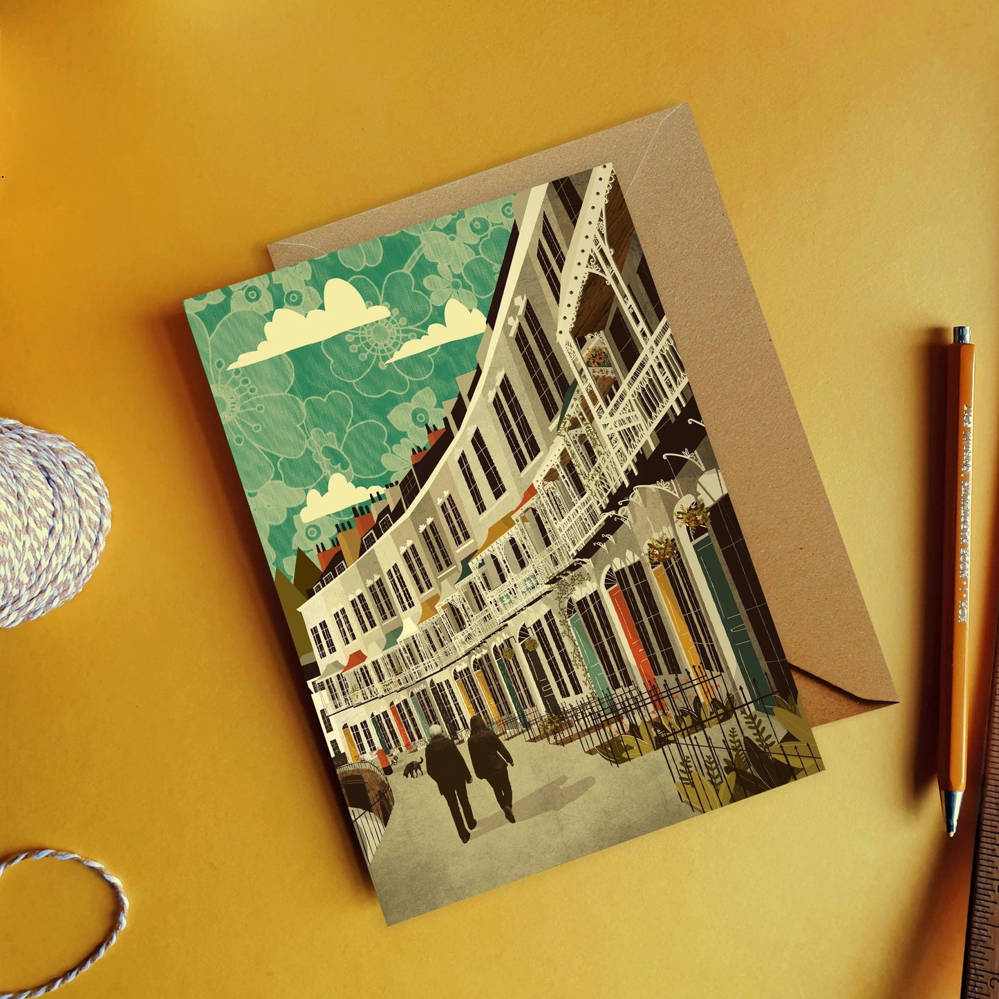 Greetings Card Royal York Crescent Greeting Card Bristol Scenes Greetings Card (various designs) homeware shops bristol gift shops bristol Emy Lou Holmes