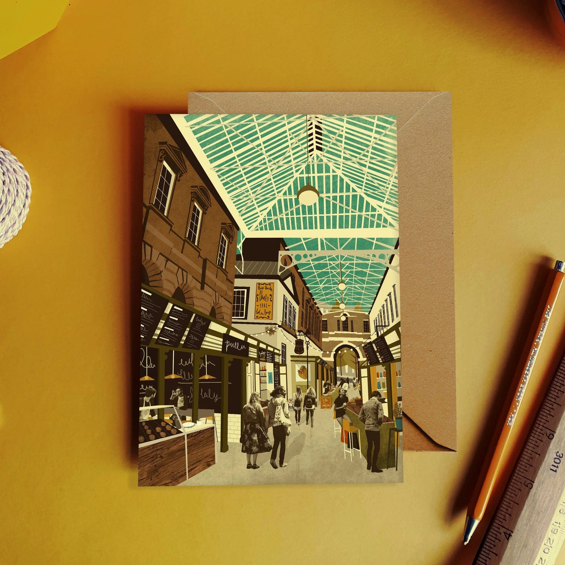 Greetings Card St Nicholas Market Greeting Card Bristol Scenes Greetings Card (various designs) homeware shops bristol gift shops bristol Emy Lou Holmes
