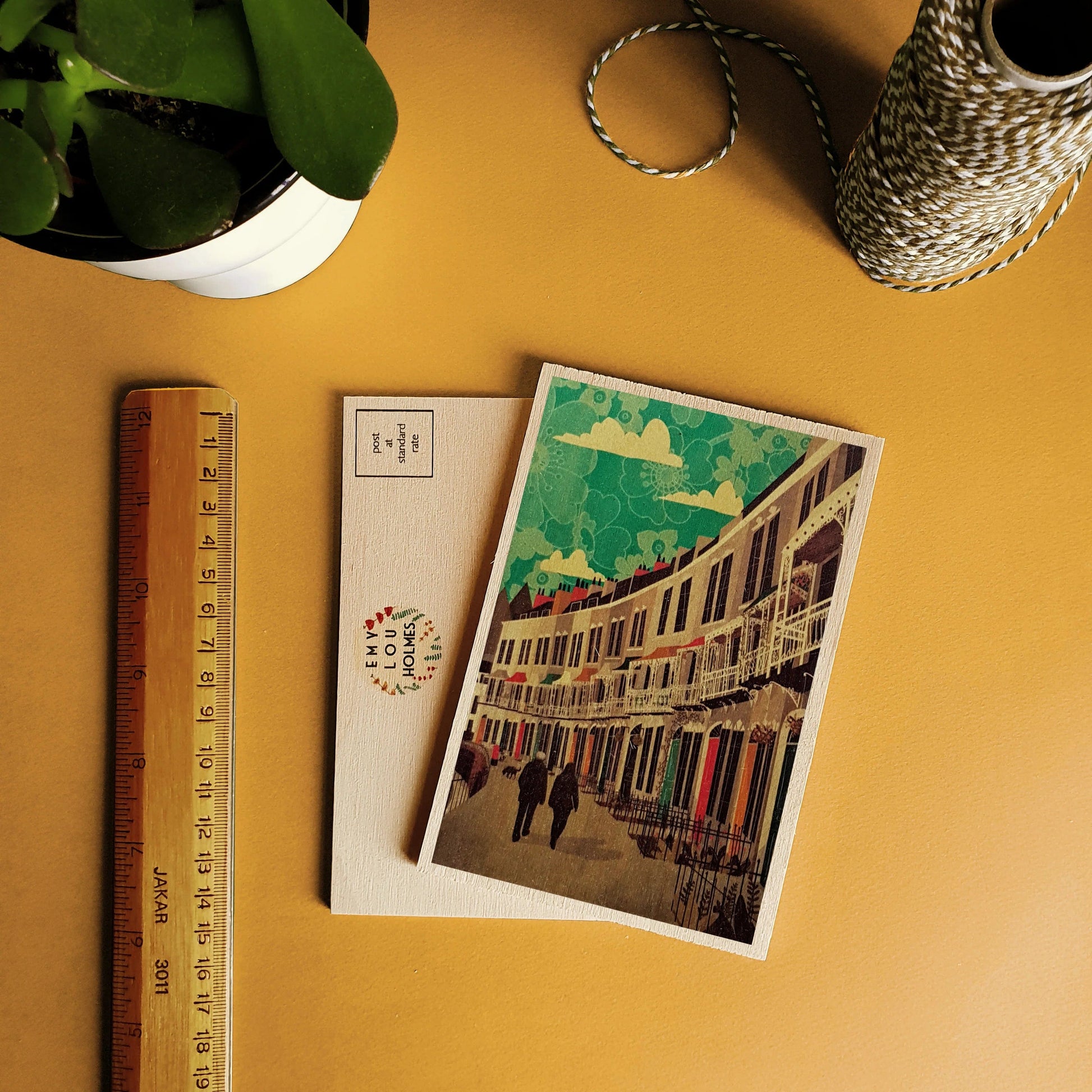 Postcard Royal York Crescent Wooden Postcard Bristol Scenes Wooden Postcard (various designs) homeware shops bristol gift shops bristol Emy Lou Holmes