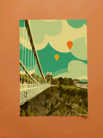 Print Bristol Clifton Suspension Bridge Somerset A3 Print Bristol Scenes A3 Print (various designs) homeware shops bristol gift shops bristol Emy Lou Holmes