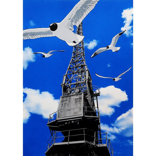 Prints Blue Harbour Gulls Screen Print (Three Varieties) homeware shops bristol gift shops bristol Fiona Hamilton