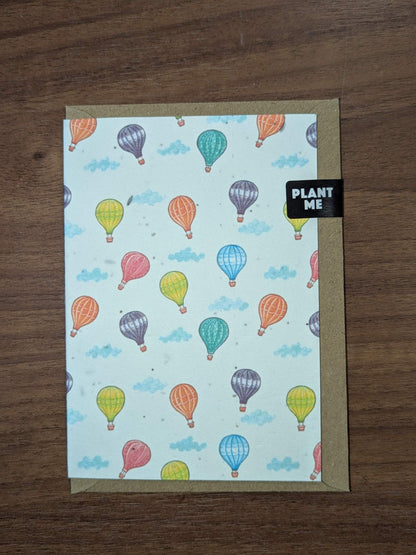 Greetings Card Plantable Seed Card - Hot Air Balloon Pattern homeware shops bristol gift shops bristol Flower Girl Studios
