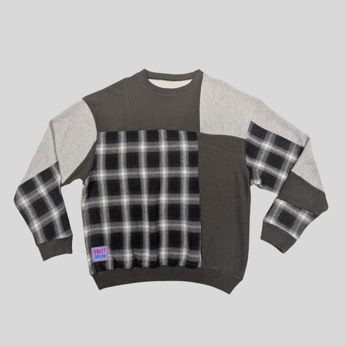 Rework Sweatshirt Large Sustainable Rework Sweatshirt - Plaid Grey and Black homeware shops bristol gift shops bristol Fruit Salad