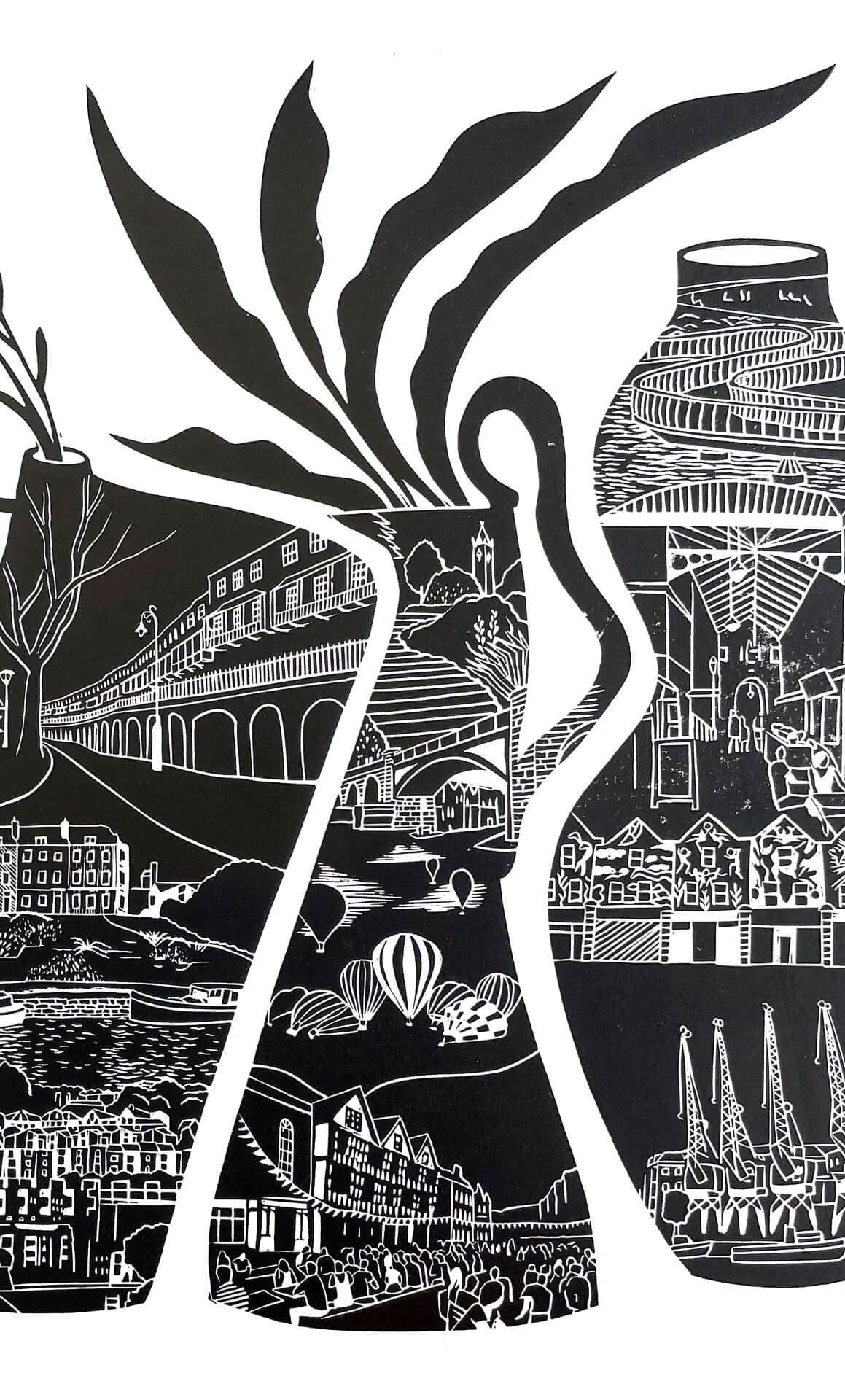 Artwork 'Bristol Vessels' A3 Giclee Print (Unframed or Framed) homeware shops bristol gift shops bristol Harriet Popham