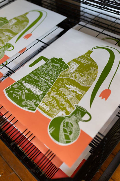 Framed Artwork 'Lake District Vessels' Original Linocut (framed) homeware shops bristol gift shops bristol Harriet Popham