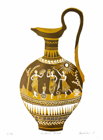 Prints Gold Goddess Vessel - A3 Limited Edition Risograph Print (Various Versions) homeware shops bristol gift shops bristol Harriet Popham