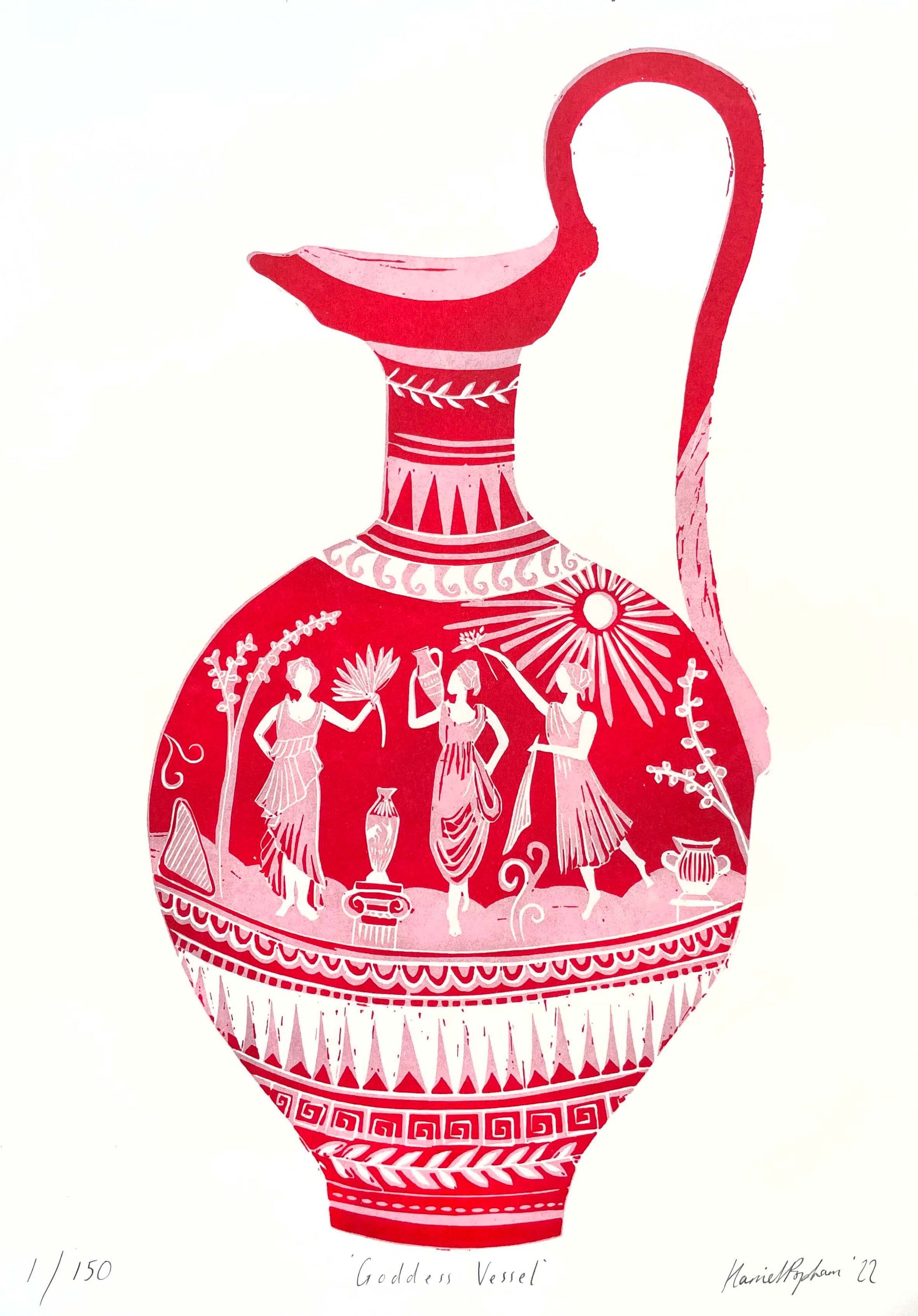 Prints Pink Goddess Vessel - A3 Limited Edition Risograph Print (Various Versions) homeware shops bristol gift shops bristol Harriet Popham