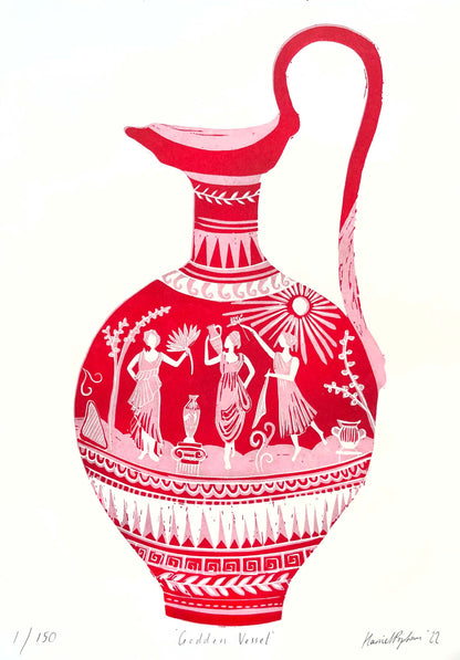 Prints Pink Goddess Vessel - A3 Limited Edition Risograph Print (Various Versions) homeware shops bristol gift shops bristol Harriet Popham