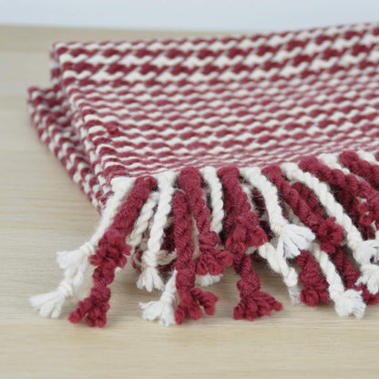 Scarf Wine & White Houndstooth Handwoven Scarf homeware shops bristol gift shops bristol Honest Weaves