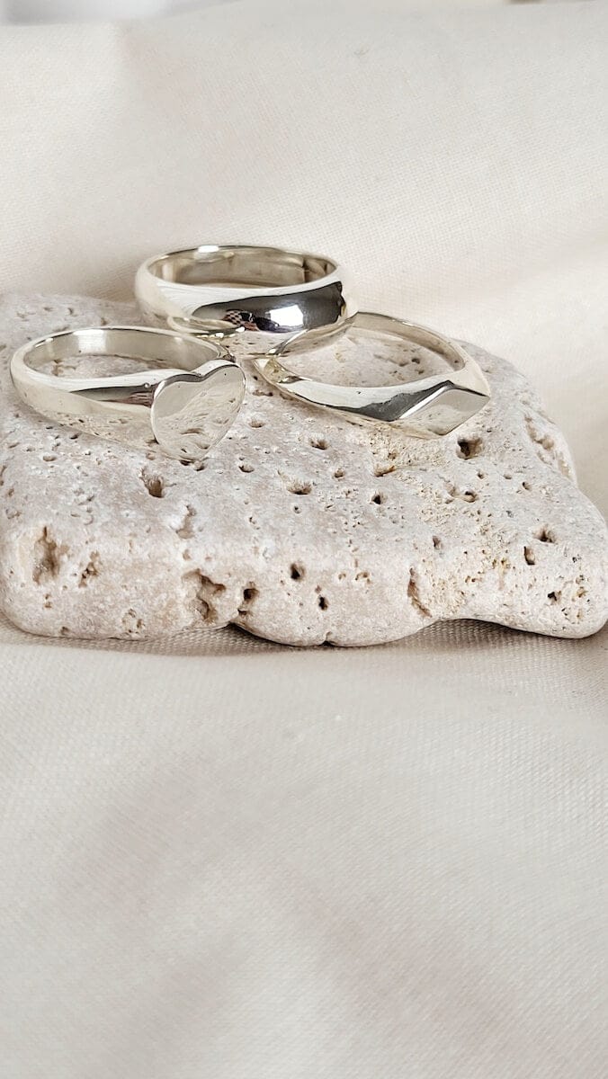 Silver Ring Polished - Q ‘Diamond Signet Ring’ - Silver Ring (various sizes) homeware shops bristol gift shops bristol Honey Coast Studio
