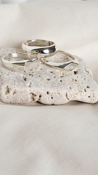Silver Ring Polished - Q ‘Diamond Signet Ring’ - Silver Ring (various sizes) homeware shops bristol gift shops bristol Honey Coast Studio