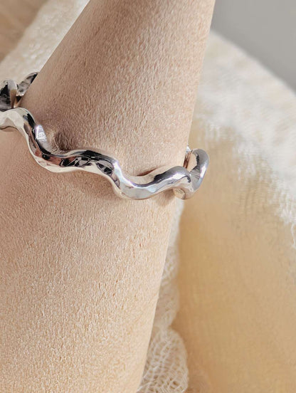 Silver Wave Ring Hammered- Size M 1/2 'Chunky Wave Ring' - Silver Ring (various sizes) homeware shops bristol gift shops bristol Honey Coast Studio