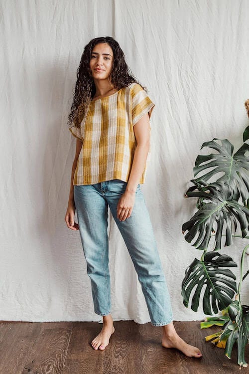 Clothing Mustard/white check Everyday Boxy Tops (various colours) homeware shops bristol gift shops bristol Inka Free