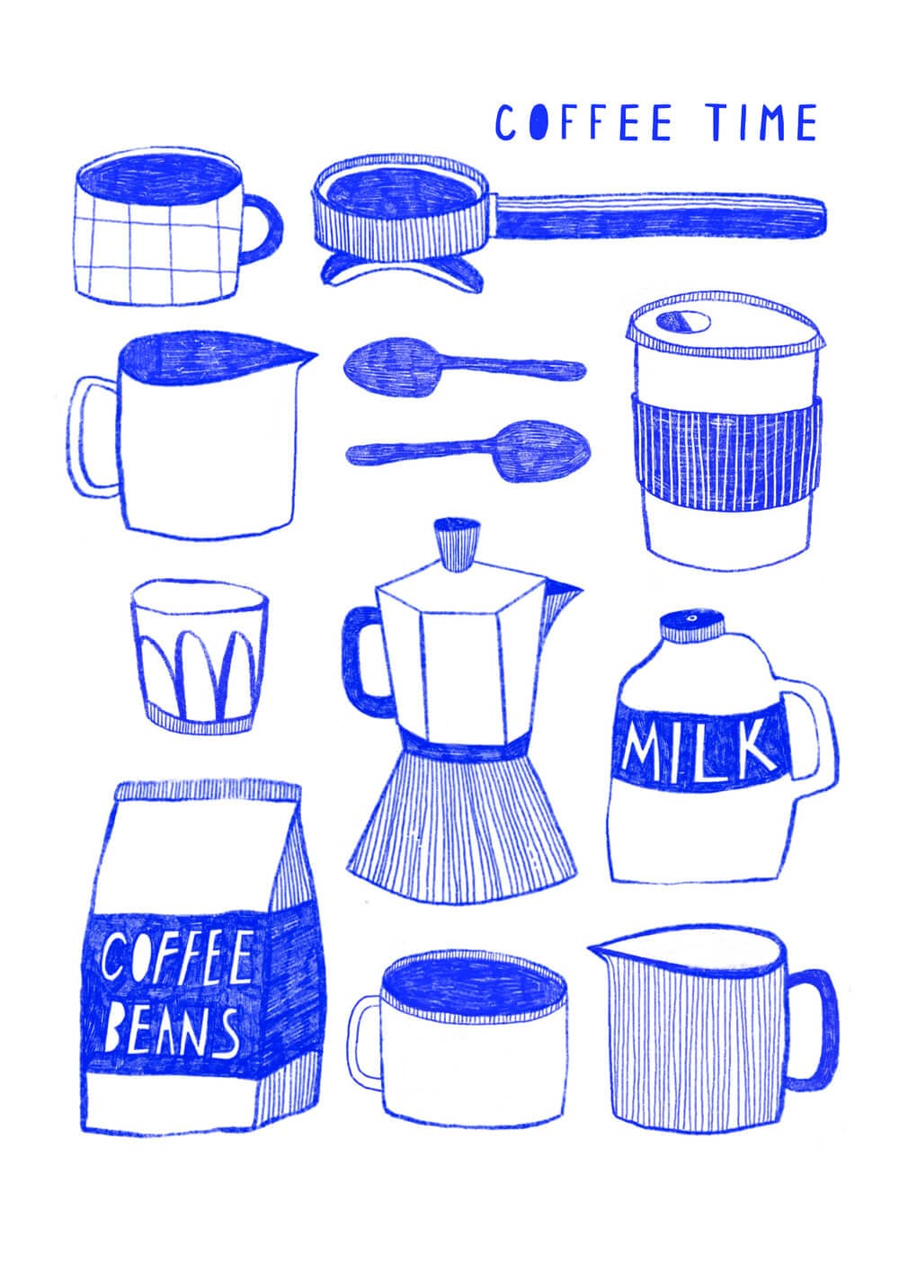 Illustrated Print Coffee Time Hot Drink Prints A5 Print (Various Designs) homeware shops bristol gift shops bristol Jemima Ruby