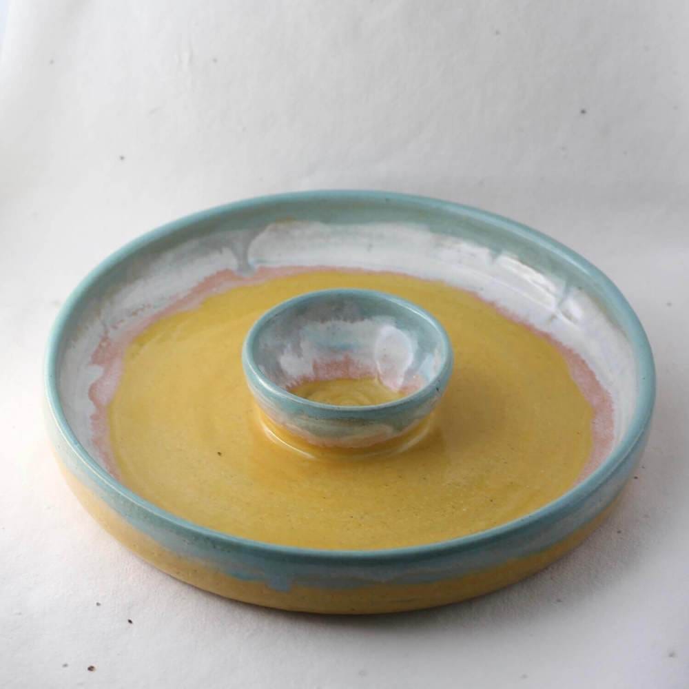 Ceramic Dish Beachscape Chip and Dip Snack Dish homeware shops bristol gift shops bristol Jen Makes Pots