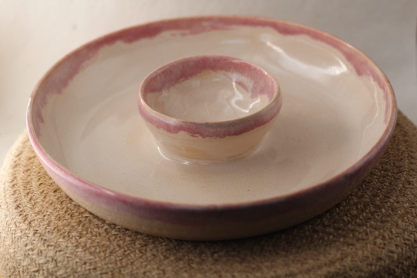 Ceramic Dish Blush Pink Chip and Dip Snack Dish homeware shops bristol gift shops bristol Jen Makes Pots