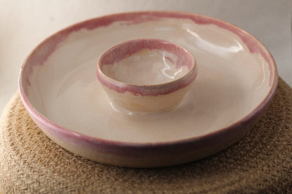 Ceramic Dish Blush Pink Chip and Dip Snack Dish homeware shops bristol gift shops bristol Jen Makes Pots