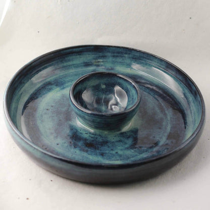 Ceramic Dish Turquoise Chip and Dip Snack Dish homeware shops bristol gift shops bristol Jen Makes Pots