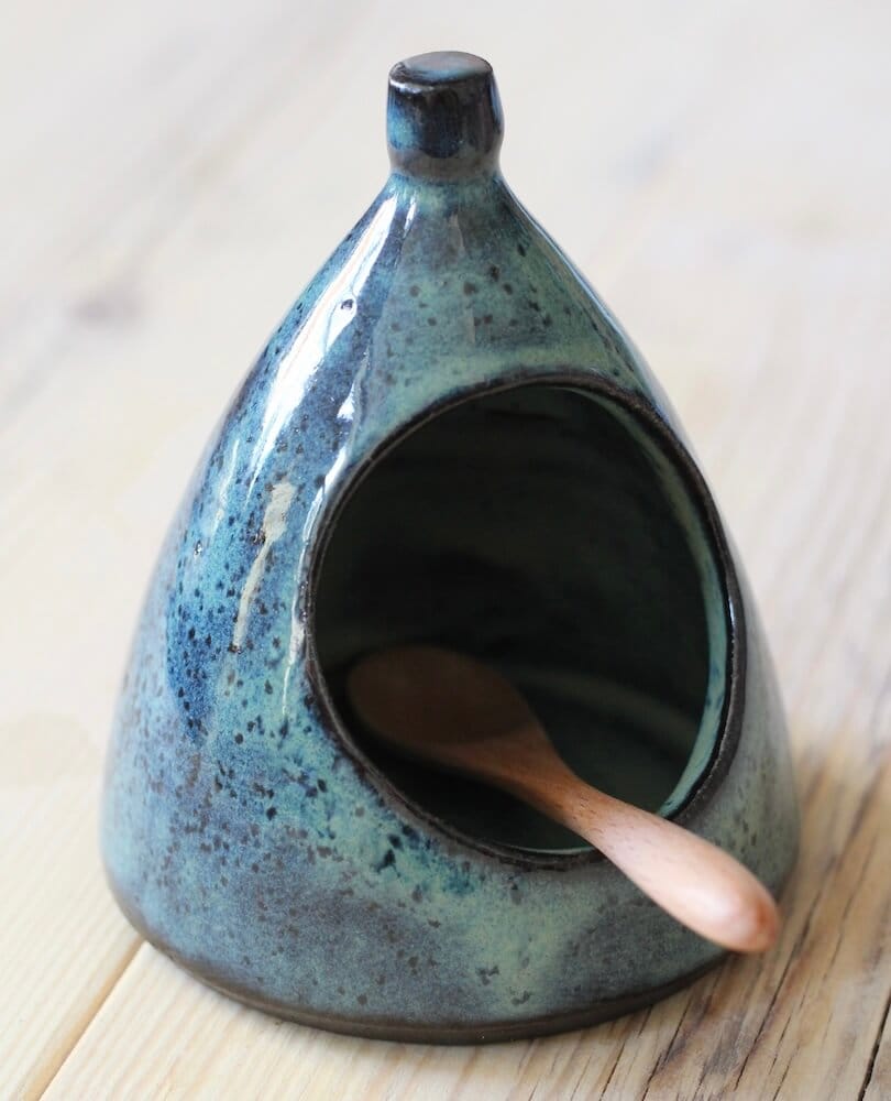 Salt Pig Turquoise Hand Thrown Salt Pig homeware shops bristol gift shops bristol Jen Makes Pots