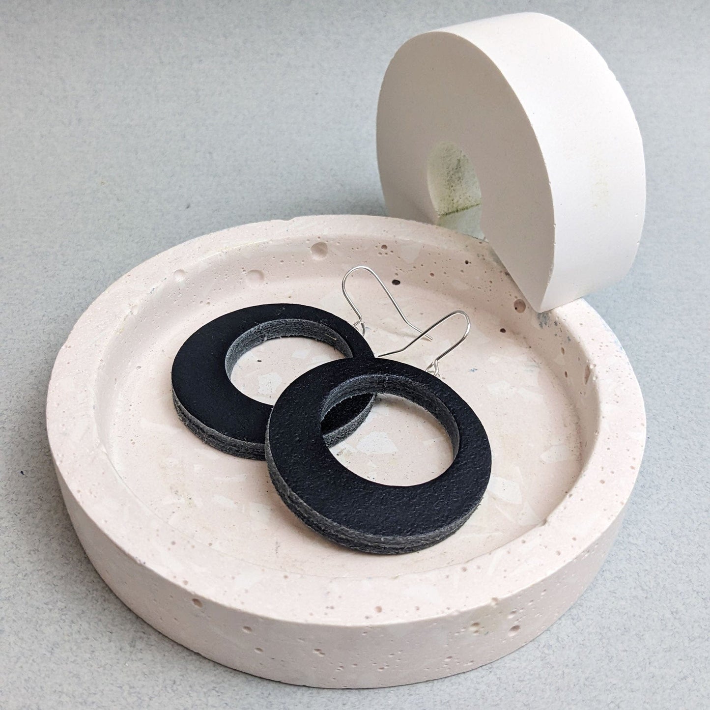 Earrings Black Recycled Leather Earrings - Medium Hoops (various colours) homeware shops bristol gift shops bristol Kay Morgan