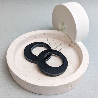 Earrings Black Recycled Leather Earrings - Medium Hoops (various colours) homeware shops bristol gift shops bristol Kay Morgan