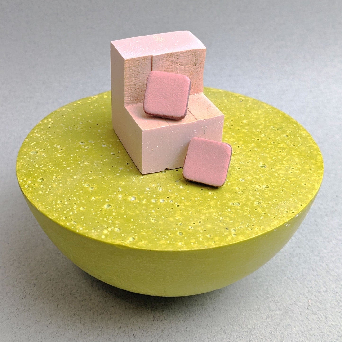 Earrings Pale Pink Recycled Leather Earrings - Square Tablet Studs (various colours) homeware shops bristol gift shops bristol Kay Morgan