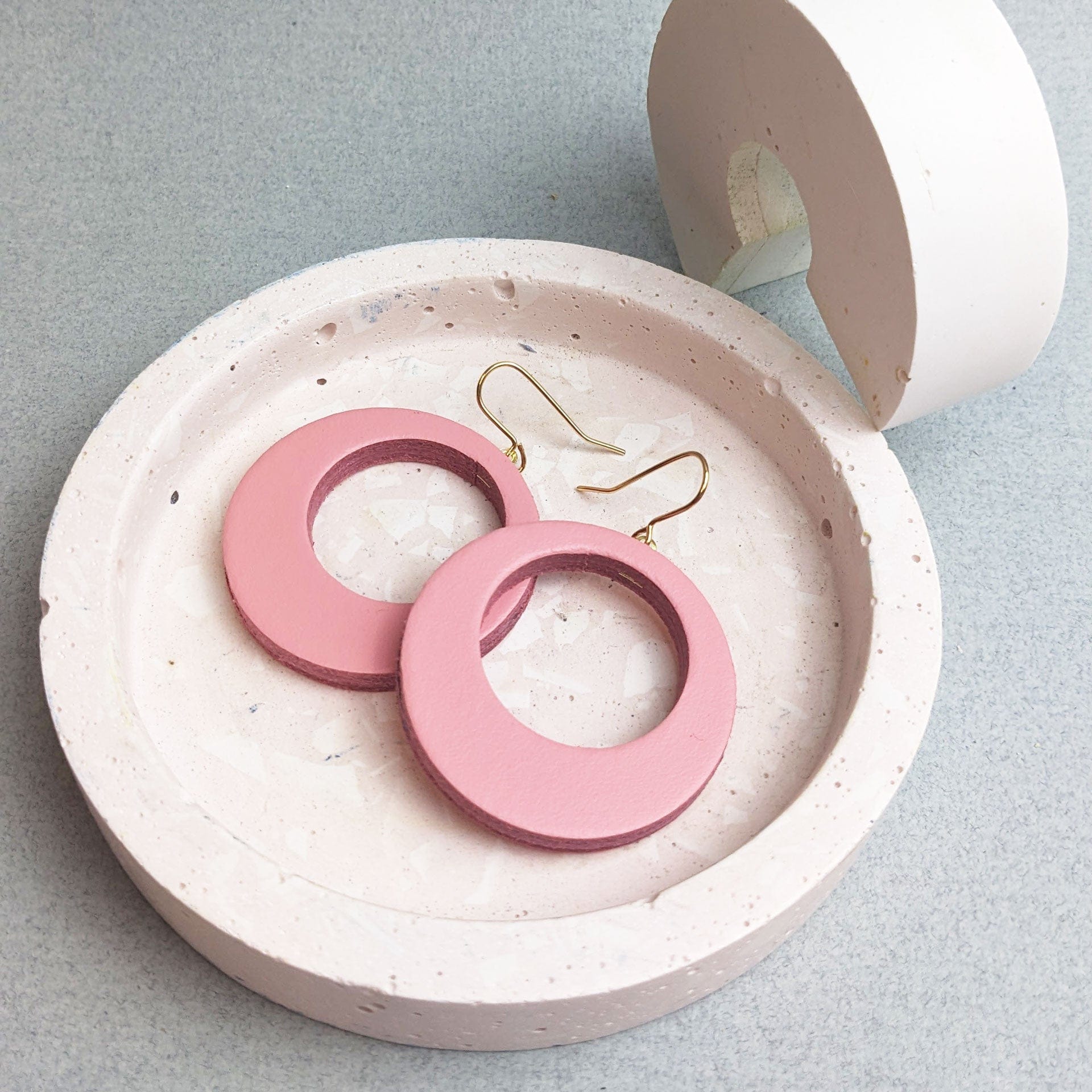 Earrings Pale Pink Recycled Leather Earrings - Medium Hoops (various colours) homeware shops bristol gift shops bristol Kay Morgan