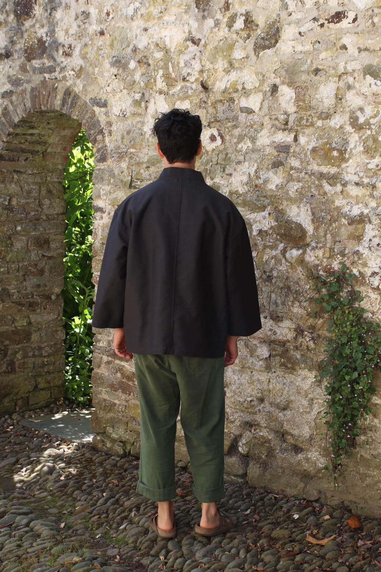 Jackets & Coats The Garden Kimono - Heavy Stripe Cotton Coal Grey homeware shops bristol gift shops bristol Kimono My House