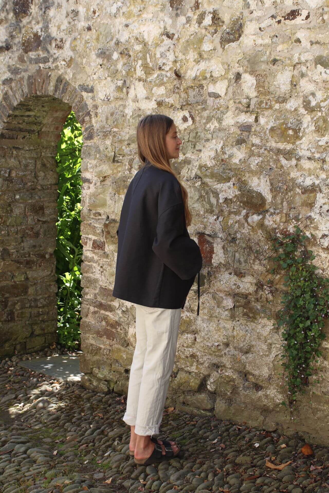 Jackets & Coats The Garden Kimono - Heavy Stripe Cotton Coal Grey homeware shops bristol gift shops bristol Kimono My House