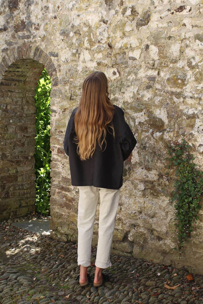 Jackets & Coats The Garden Kimono - Heavy Stripe Cotton Coal Grey homeware shops bristol gift shops bristol Kimono My House