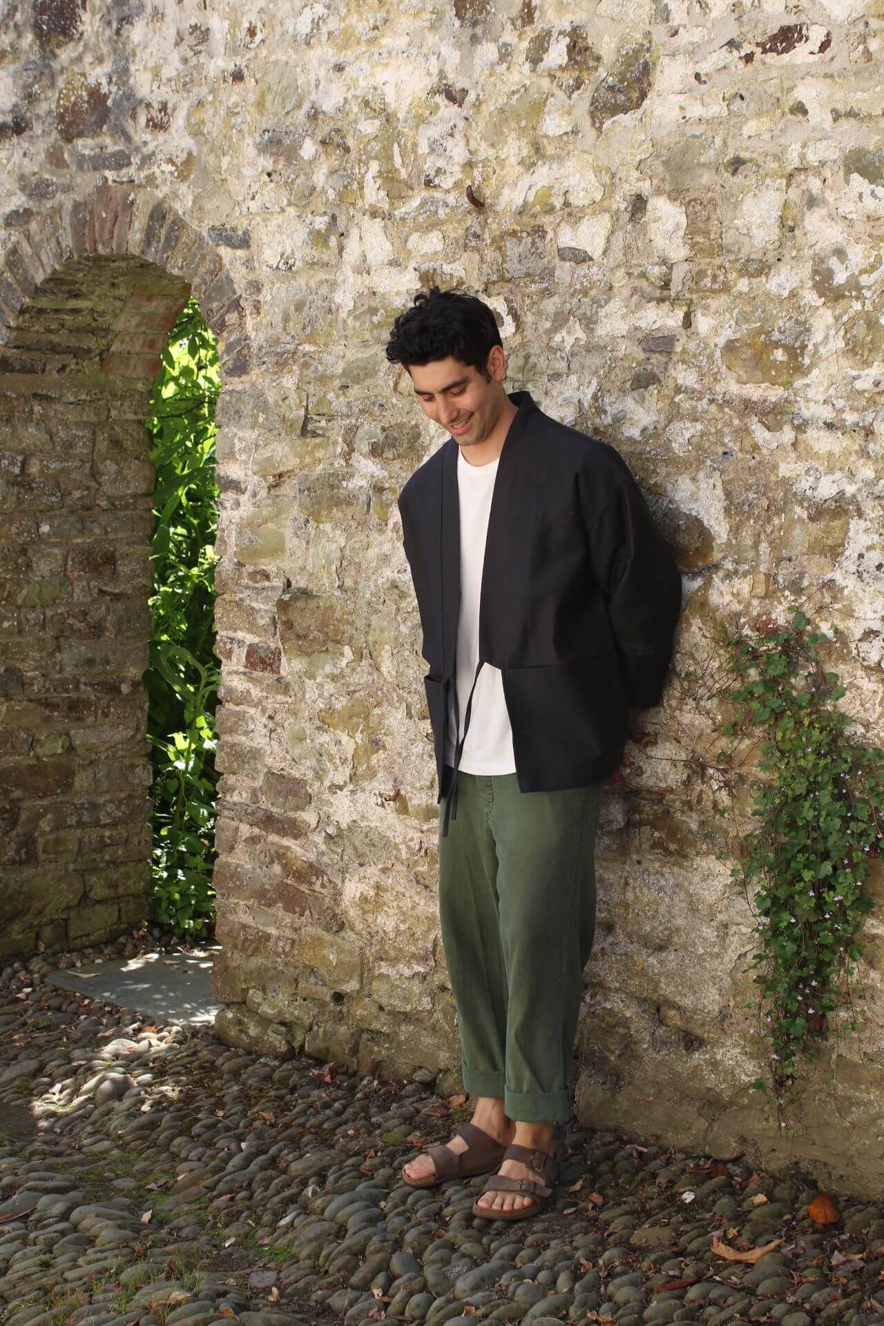 Jackets & Coats The Garden Kimono - Heavy Stripe Cotton Coal Grey homeware shops bristol gift shops bristol Kimono My House