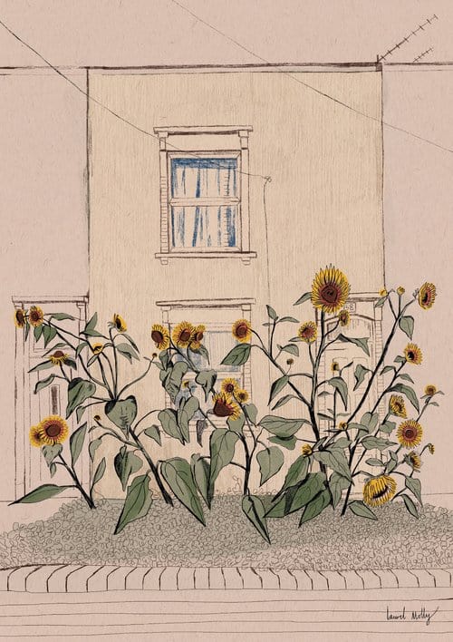 Print Digital Print of Sunflowers in Southville Digital Print of Bristol Scenes A5 (various designs) homeware shops bristol gift shops bristol Laurel Molly