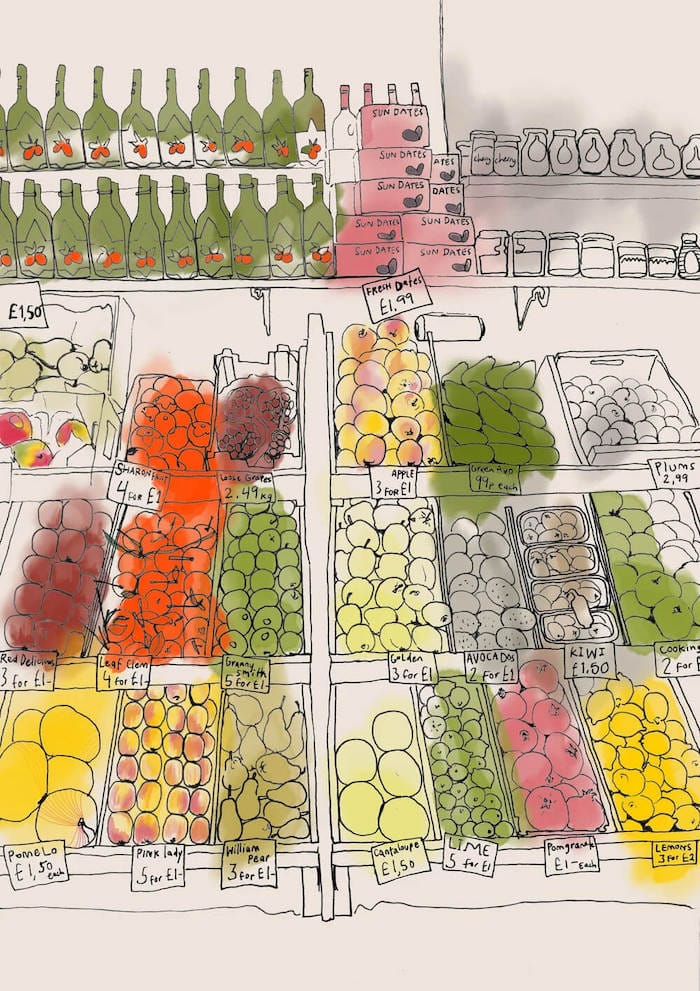 Print Giclee Print of Clifton Fruit and Bottles Giclee Print of Bristol Scenes A3 (various designs) homeware shops bristol gift shops bristol Laurel Molly