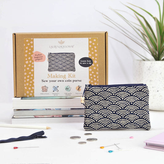 Making Kits Navy Sew Your Own Coin Purse Making Kit homeware shops bristol gift shops bristol Lauren Holloway